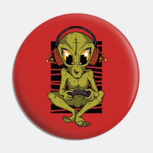 Alien Player Funny Present Present Idea with Space Headset Pin