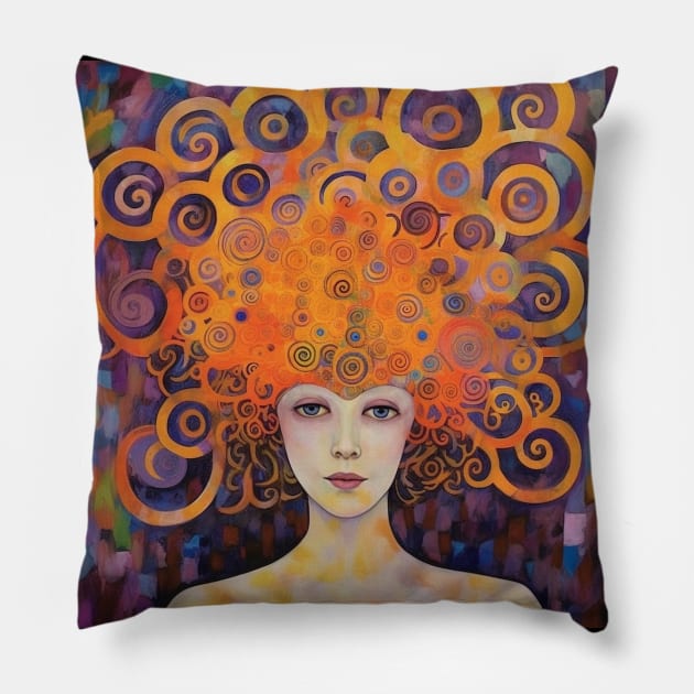 Crown Chakra Golden Goddess Pillow by wanderingteez