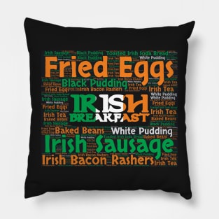 Full Irish Breakfast Ingredients Word Cloud Flag Ireland Pillow