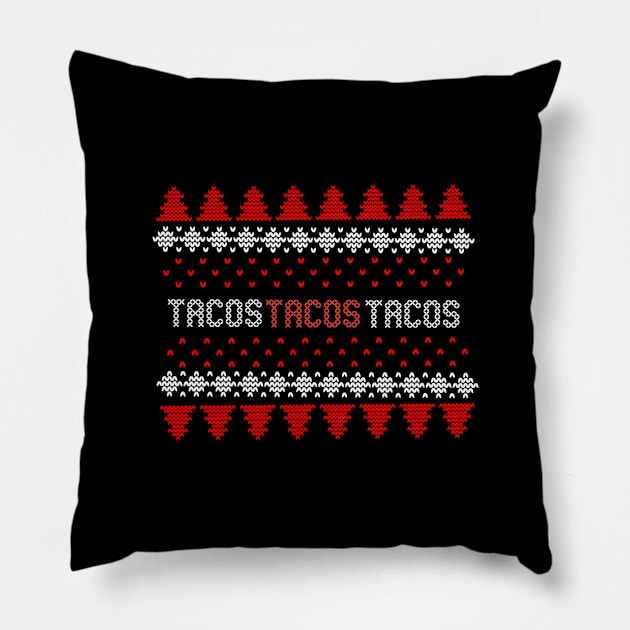 Tacos Christmas Ugly Pillow by Printnation