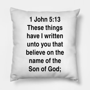 1 John 5:13  King James Version (KJV) Bible Verse Typography Gift Pillow