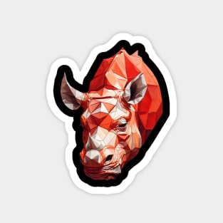 Red rhino head geometric art Magnet