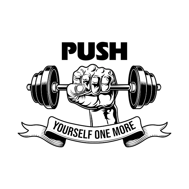 Motivational gym T-Shirt Push Yourself One More Rep Gym T-shirt by Minkdick MT