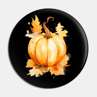 Fall Pumpkin Watercolor Art Pin