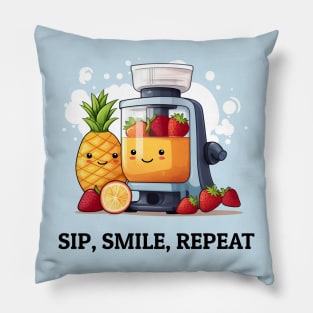 Fruit Juicer Sip, Smile, Repeat Funny Healthy Novelty Pillow