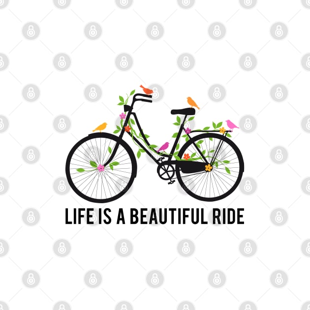 Life is a beautiful ride, vintage bicycle with birds by beakraus