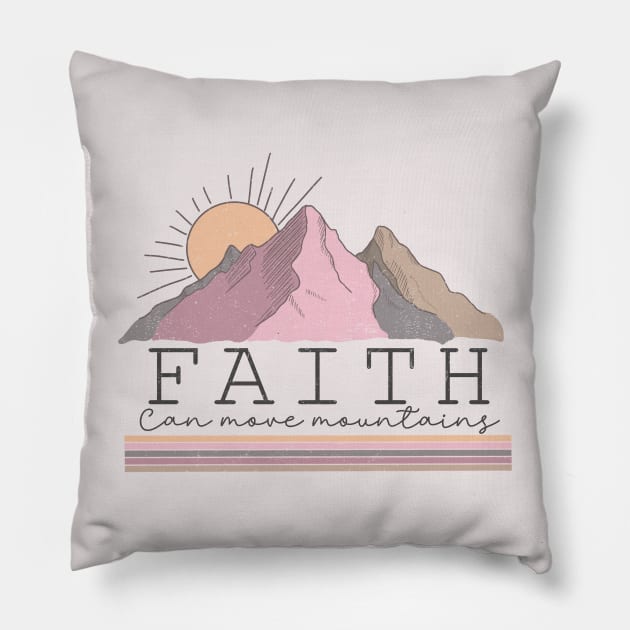 Faith Can Move Mountains Christian Quote Pillow by Mastilo Designs