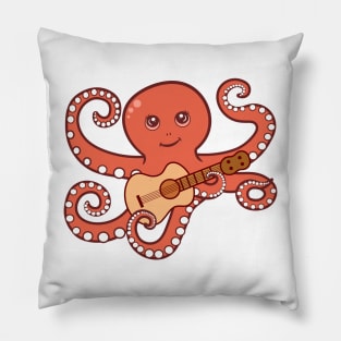 Adorable Octopus Playing Acoustic Guitar Cartoon Pillow