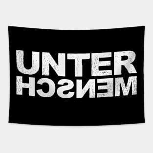 Untermensch reflex 1A - Word typography quote meme funny gift merch grungy black white tshirt Tapestry