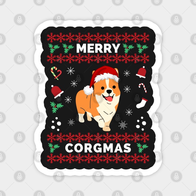 Corgi Dog Merry Corgmas Santa Corgi Ugly Christmas Sweater - Corgi Ugly Christmas Sweater Merry Corgmas Santa Corgi - Christmas Corgi Merry Corgmas Magnet by Famgift