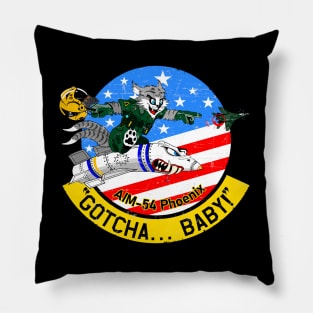 F-14 Tomcat - Gotcha... Baby! AIM-54 Phoenix - Grunge Style Pillow