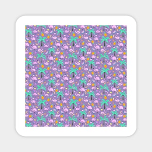 Cute Flamingos in Tropical Paradise - Pastel Violet Magnet