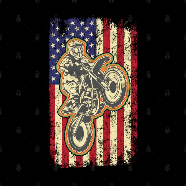 Dirt Bike Motocross American Flag Biker 4th of July by aneisha