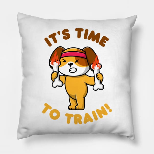 Funny Dog in Gym Pillow by Fj Greetings