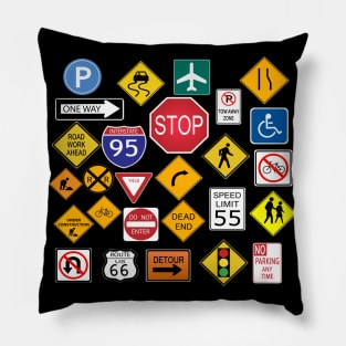 Merry Christmas Street Road Signs Pillow