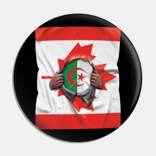 Algeria Flag Canadian Flag Ripped - Gift for Algerian From Algeria Pin
