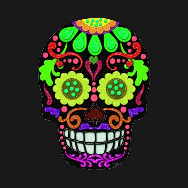 Day of the Dead | Sugar Skull | Felt Texture Style by CheriesArt