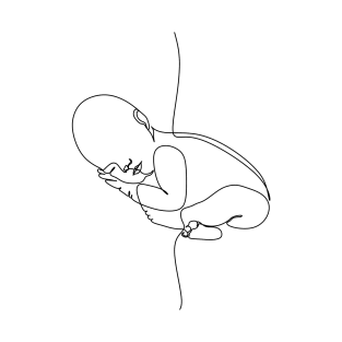 Newborn one  line art. Line drawing baby . Baby sleeping T-Shirt