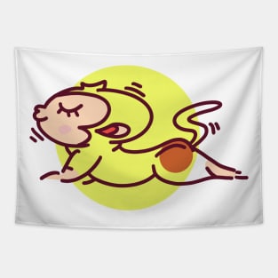 Cute Monkey Animal Yoga #7 Round Edition Tapestry