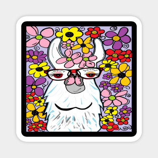 Llama in the Flowers Magnet
