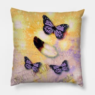 The Concept of Time, Butterflies and Birds Pillow