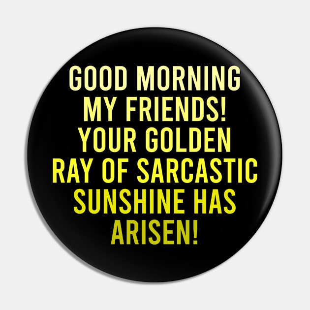 Good Morning My Friends. Your Golden Ray of Sarcastic Sunshine Has Arisen! Pin by The Soviere