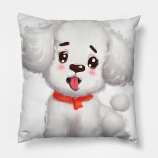 Cute Bichon Frisé Drawing Pillow