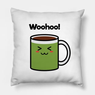 Woohoo! | Coffee | Charging | Low Battery | Cute Kawaii | White Pillow