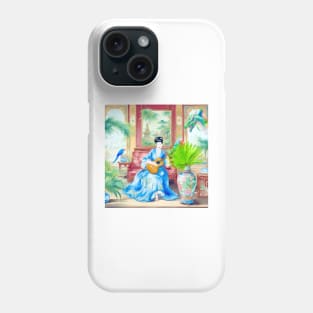 A good listener, modern whimsical chinoiserie scene Phone Case