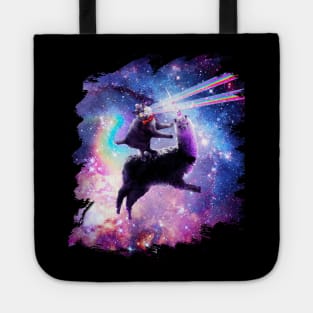 Laser Eyes Outer Space Cat Riding On Llama Unicorn Tote