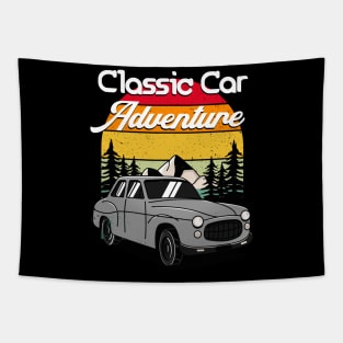 Classic Car Adventure Vintage Retro Sunset Tapestry