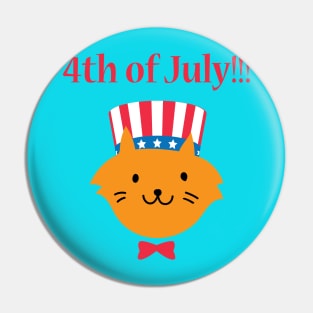 4th of July Superstar Cat in Hat and Bow Tie Pin