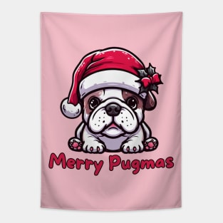 Merry Pugmas Funny Christmas Pug Dog Pet Puppy Xmas Secret  Santa Tapestry