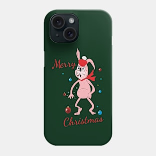 Pink rabbit, Merry Christmas Phone Case