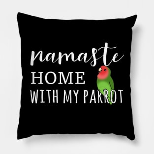 Namaste Home with rosy faced lovebird Pillow