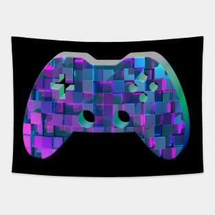 3D Blocks - Gamepad - Gaming Gamer - Controller - Video Game Lover - Graphic Console PC Game - Purple Tapestry