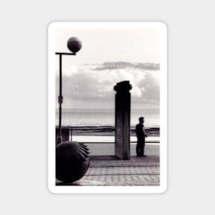 Man taking in the view on the sea front at Swansea, Wales - 1996 Magnet