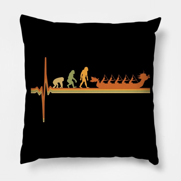 Dragon Boat Evolution Heartbeat Retro Vintage Pillow by Shirtbubble