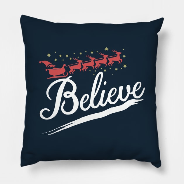 Believe Christmas Santa Claus Kids Adult Gift Pillow by Freid