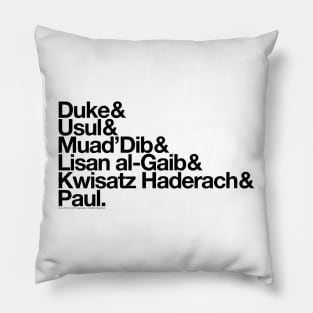 Paul Atreides Helvetica List (Black Text) Pillow