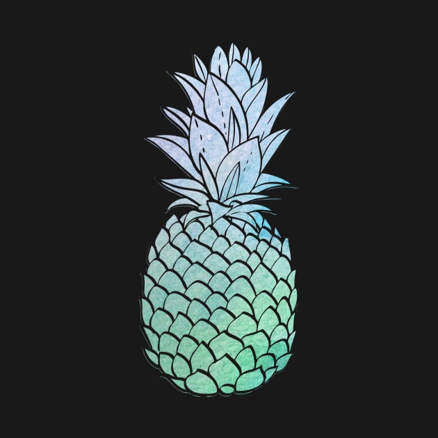 Purple And Blue Pineapple - Cute Sweet Fruit Pineapple Black by mangobanana