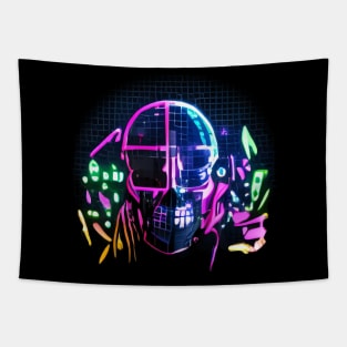 Retro Wave Skull Tapestry