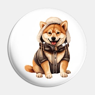 Winter Shiba Inu Dog Pin