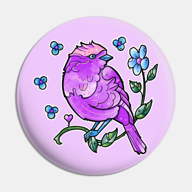 cute purple bird and blue flowers Pin by weilertsen