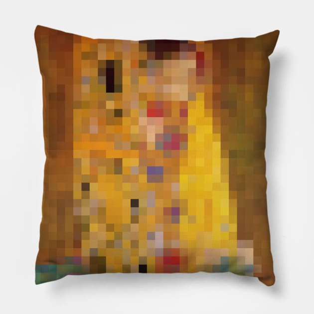 Klimt The Kiss - Pixel Art Pillow by shamila