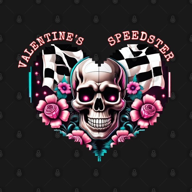 Valentines Speedster Valentines Day Love Heart Flower Skull Checkered Flag Racing Happy Valentines Day by Carantined Chao$