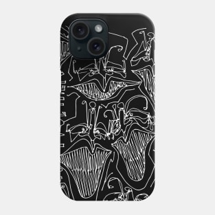 #3 - Limp Faces Psychedelic Line Ink Drawing with Art Style Black Phone Case