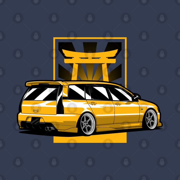 Yellow Lancer Evo Wagon by KaroCars