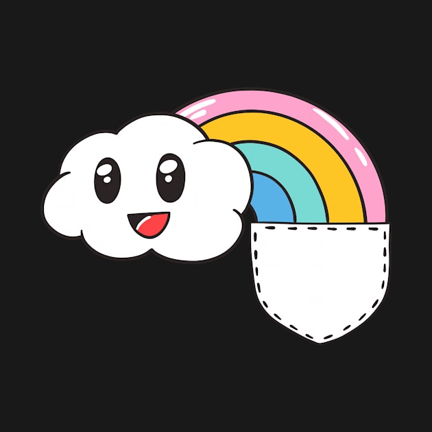 Pocket Rainbow Kawaii Cloud Cute Funny by Foxxy Merch