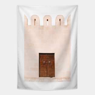 Wooden door with pink wall, North African architecture Tapestry